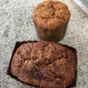 Gluten-free banana bread and muffin from Beaming Organic Superfood Cafe